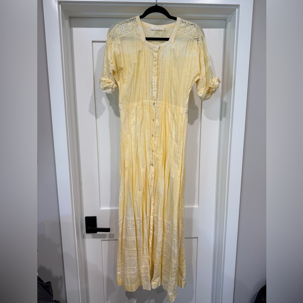 LoveShackFancy Light Yellow Tie Dye Maxi Dress